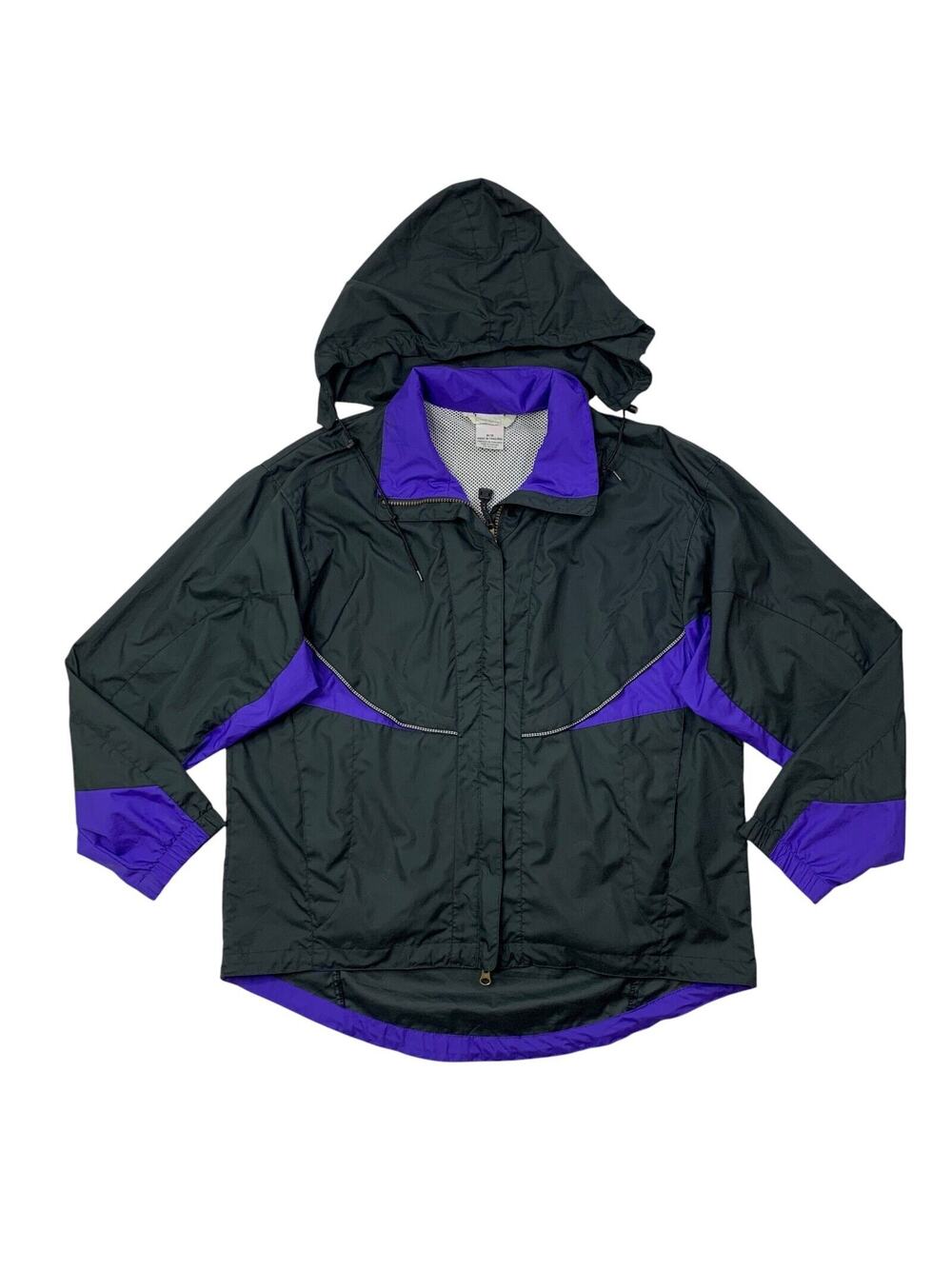Vintage Moving Comfort Jacket Mens M Black Purple Mesh Lined Full Zip Track‎